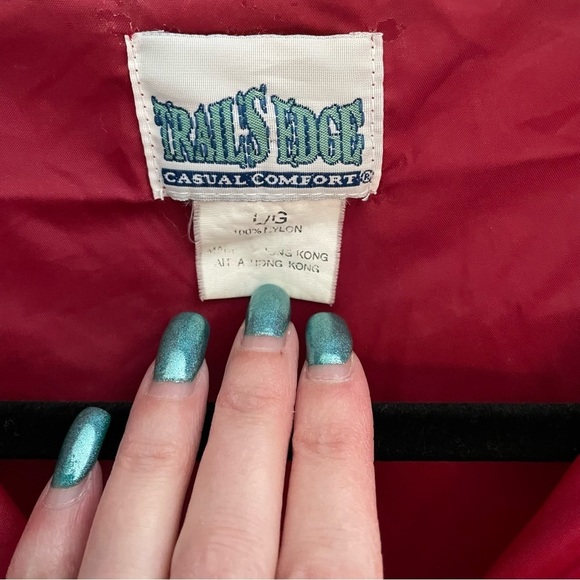 TRAILS Edge Vintage 3/4 Zip, Pullover Hooded Windbreaker, Burgundy, Size L - Picture 9 of 16